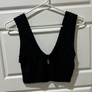 Black Ribbed Free People Movement Women's Top